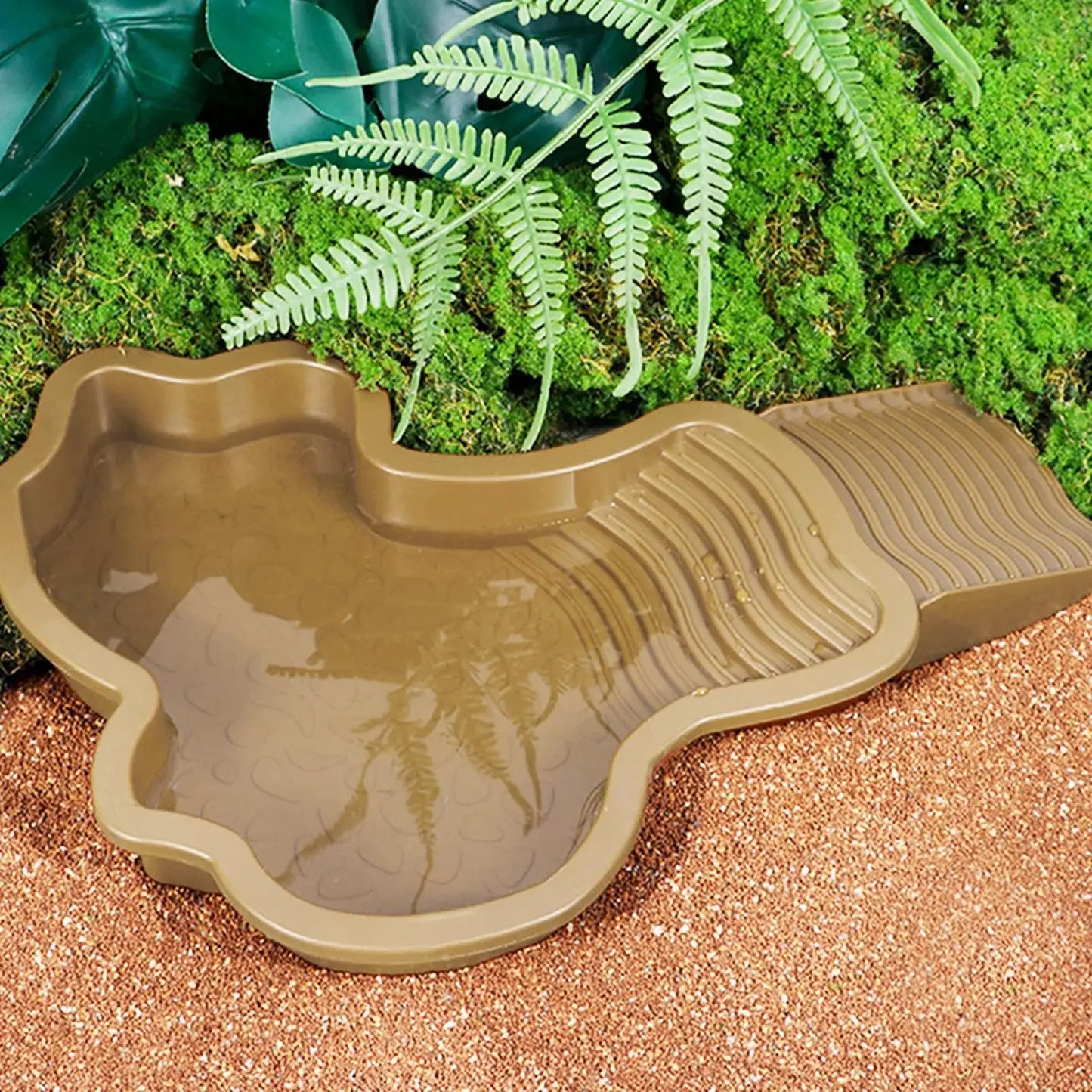 Reptile Bathing Pool with Ramp | Turtle Soaking Tub & Water Bowl