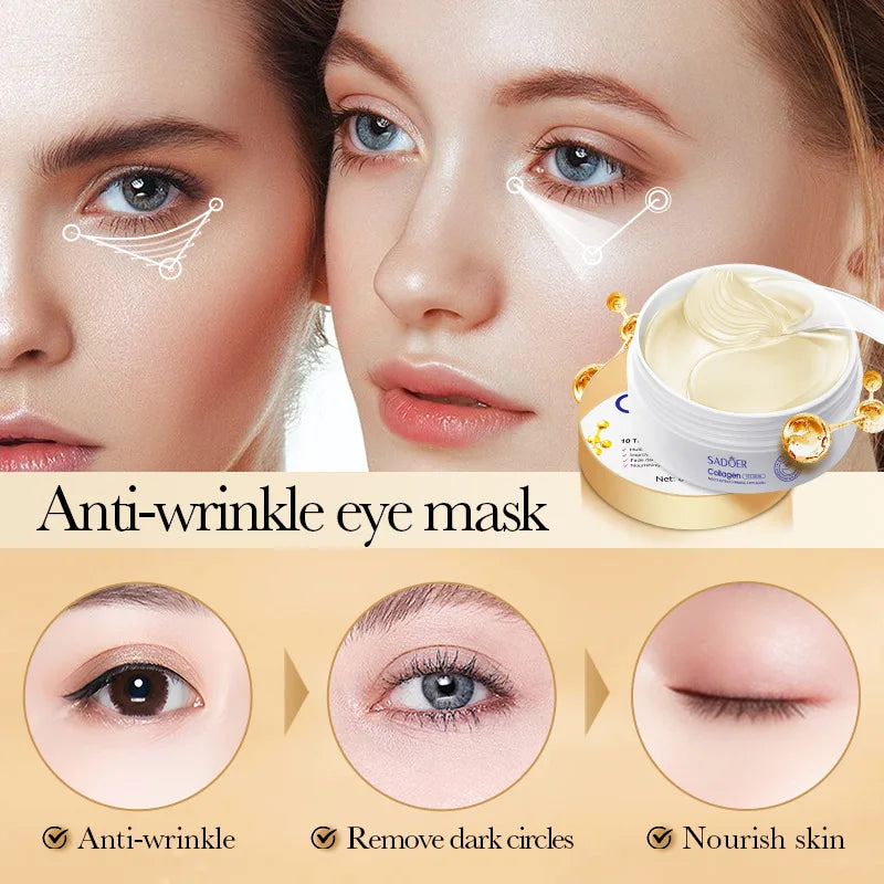 SADOER Crystal Collagen Eye Masks 60pcs – Dark Circles & Bags