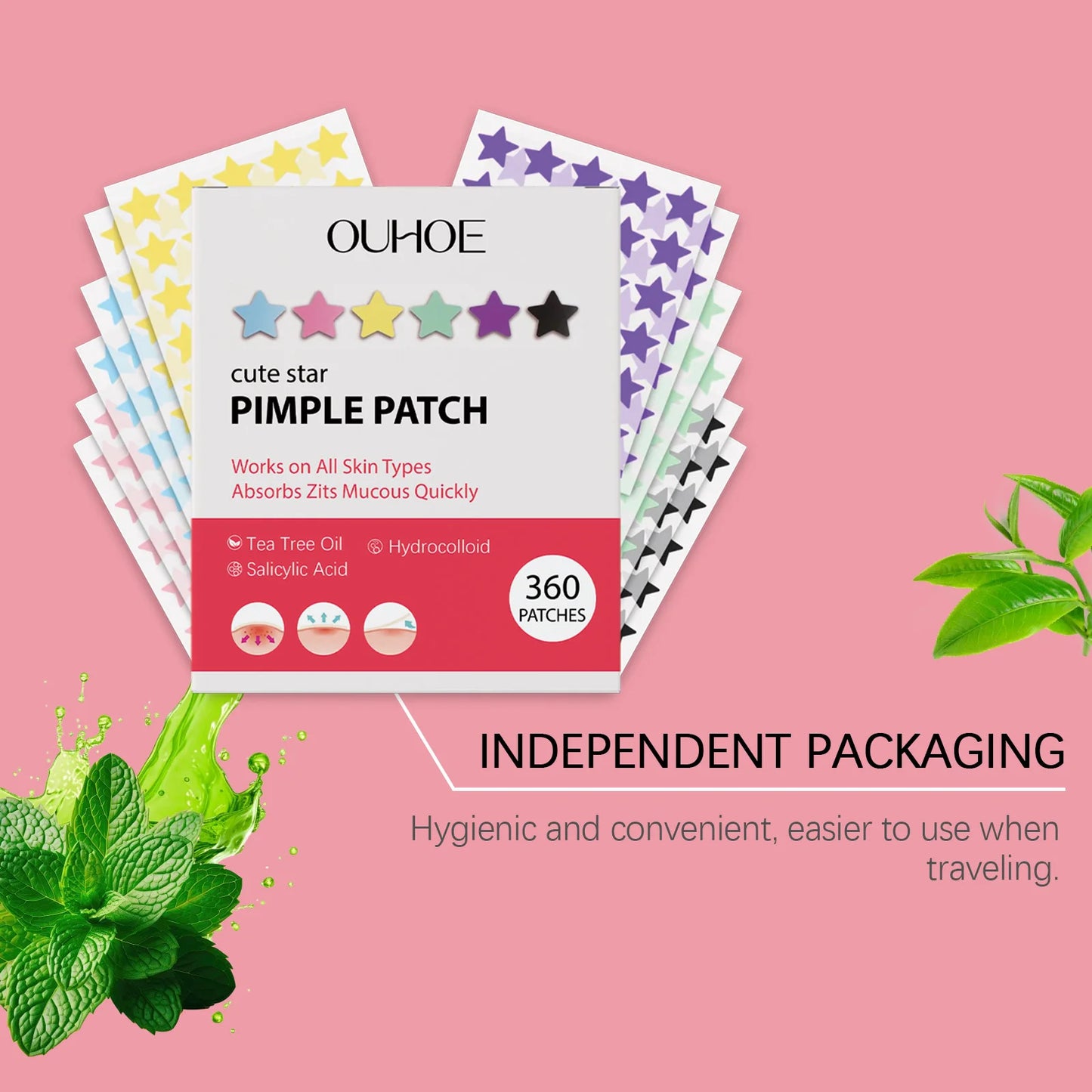 Star Shaped Hydrocolloid Pimple Patches 360pc | Acne Spots