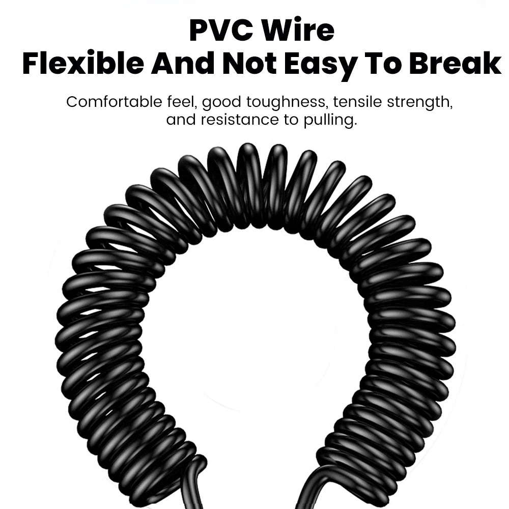 6A Fast Charging Coiled USB C Cable Dual Elbow Retractable Spring Type C Data Cord 1.5M Stretchable for iPhone Samsung Xiaomi Peaceful Pleasures Health and Wellness