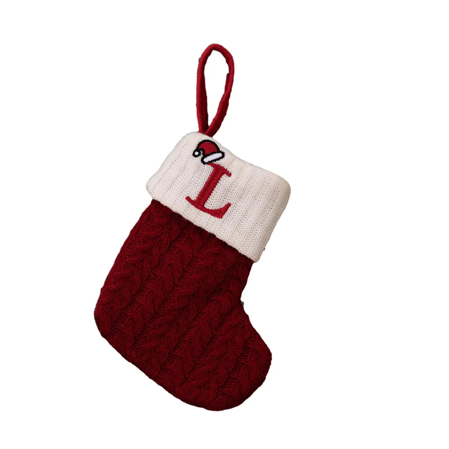Knitted Christmas Stocking Ornament – Snowflake & Alphabet