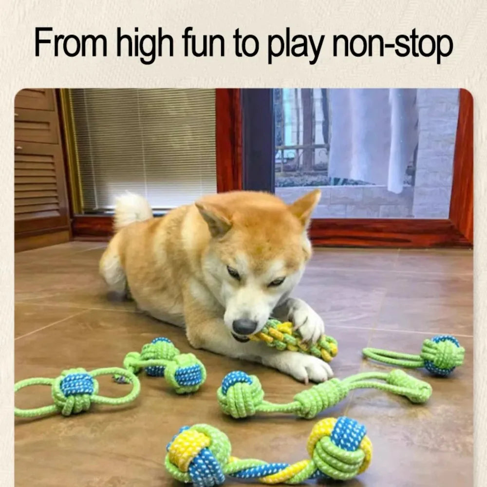 Dog Toy Rope Ball Toy for Dogs Training Toy for Dogs Teeth Cleaning Tug Toy Interactive Knot Rope Resistant To Biting Molars Peaceful Pleasures Health and Wellness