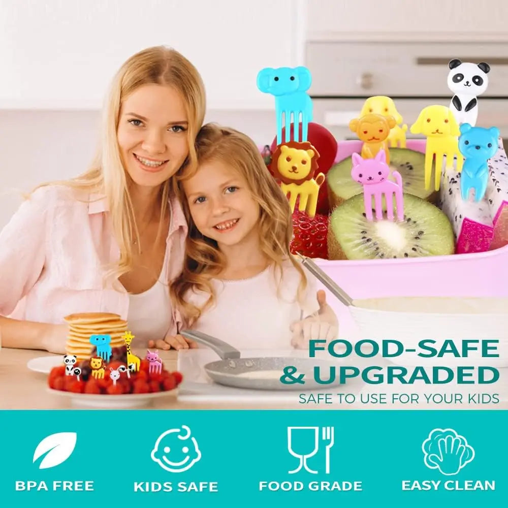 40-Piece Cartoon Animal Food Picks for Kids' Bento Boxes