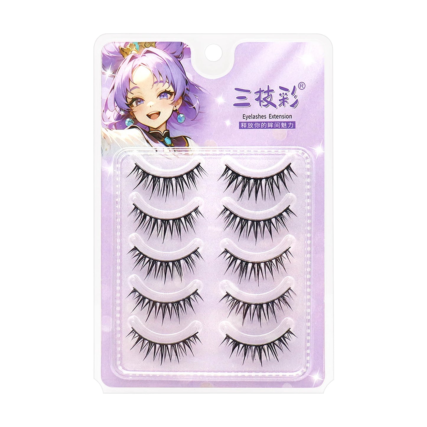 5 Pairs DIY Anime Full Strip Lashes Doll Eye Natural Asian False Eyelashes Thick Thin Black Stem Korean Idol Style Fake Lashes Peaceful Pleasures Health and Wellness style 3