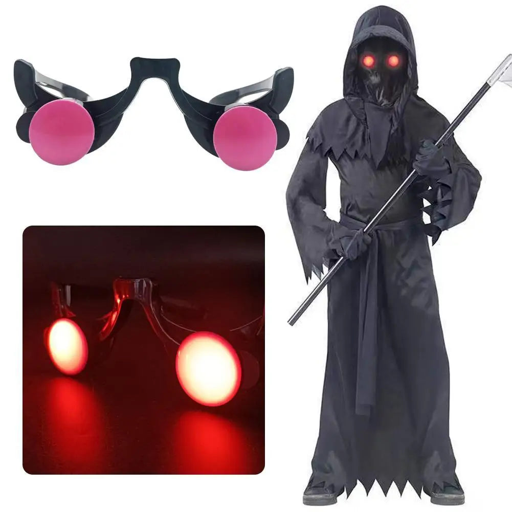 LED Luminous Glasses Funny Red Eye Children's Halloween Clown Cosplay Anime Accessories Party Props Carnival Makeup Glasses Peaceful Pleasures Health and Wellness