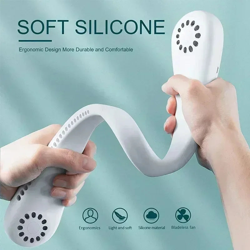 Portable Bladeless Neck Fan – USB Rechargeable 3 Speed