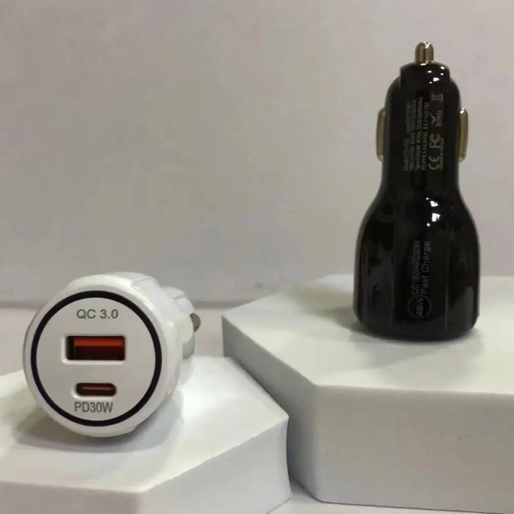 12W 30W Car Charger 2 Ports Car Charger Fast Charging QC 3.0 PD12W PD30W Car Cigarette Lighter Flash Charge For phones Peaceful Pleasures Health and Wellness