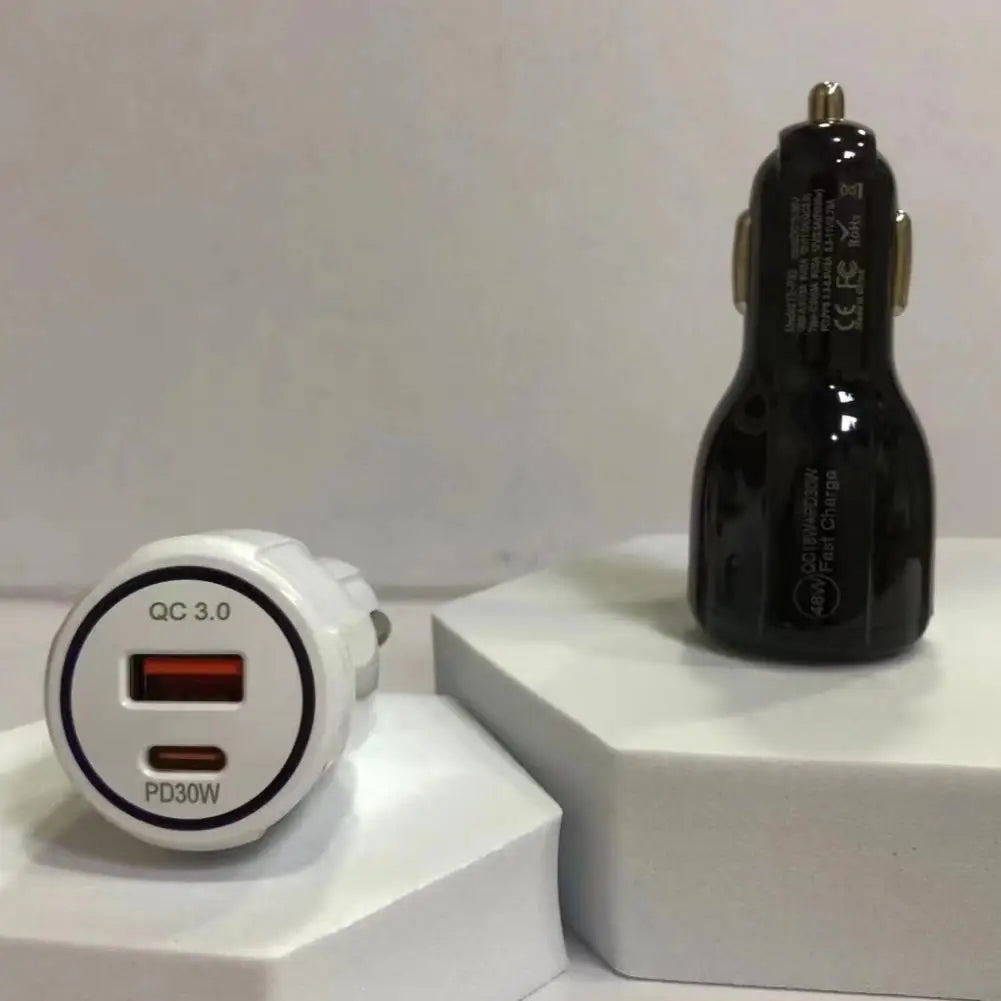 Dual Port Fast Car Charger QC 3.0 & PD 30W USB-C