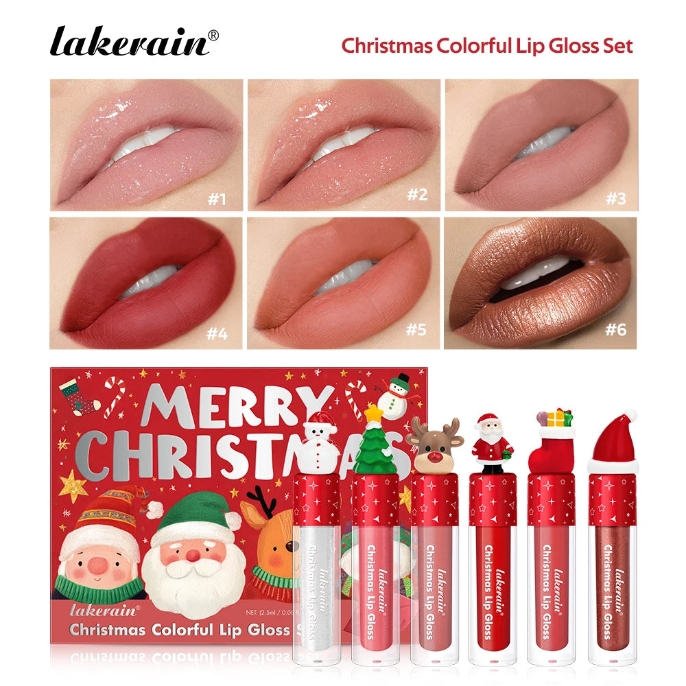 Lakerain Christmas Lip Gloss Set Long Lasting Moisturizing Waterproof Portable Travel Kit Ideal Thanksgiving Christmas Gift Peaceful Pleasures Health and Wellness SET