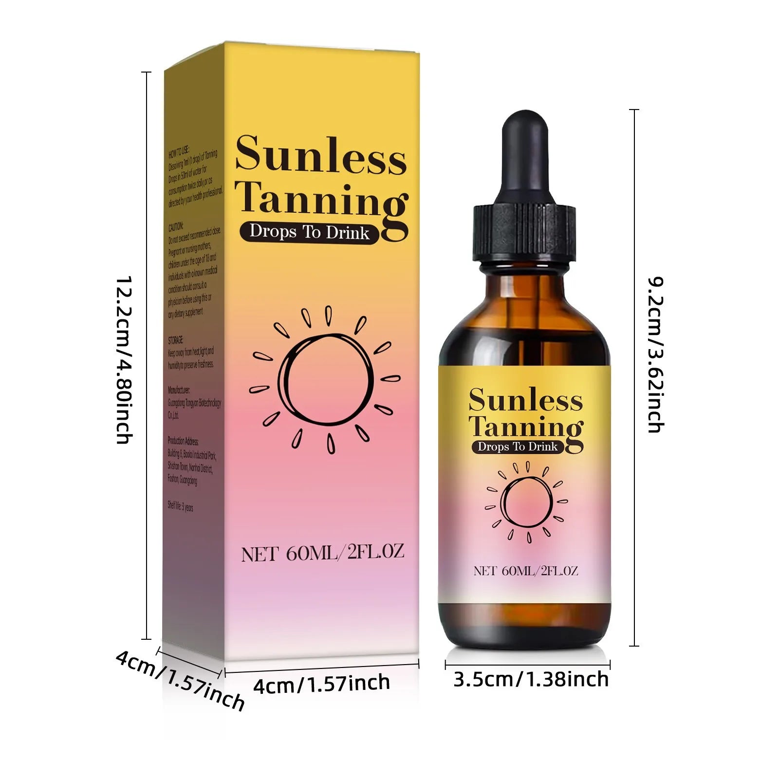 Body Tanning Cream, Sunless Tanning Drops, Drinkable Tanning Drops, Promotes Natural Skin Tone, Nourishing And Moisturizing 60ml Peaceful Pleasures Health and Wellness