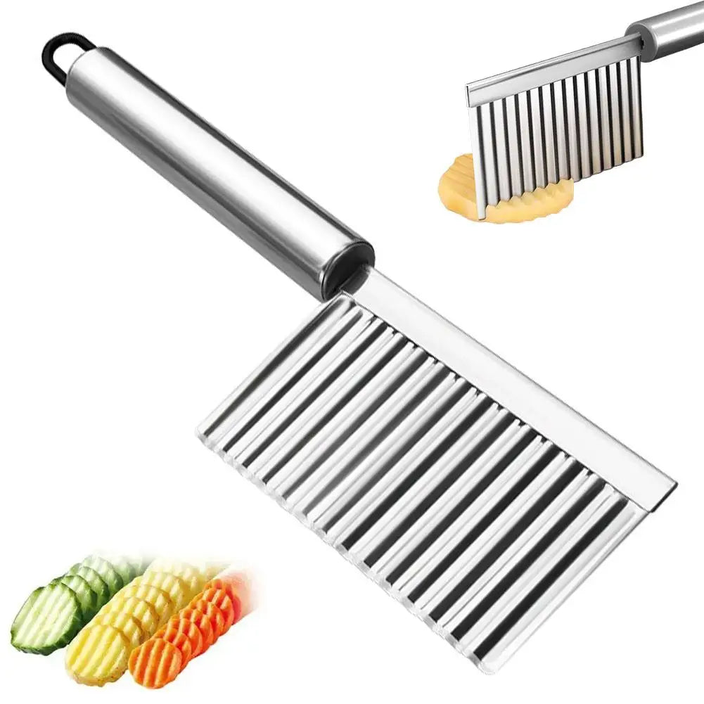Stainless Steel Wave Potato Slicer Vegetable Cutter Potato French Fries Cutter Gadget Accessories Supplies Kitchen Cooking Tools Peaceful Pleasures Health and Wellness 1pcs