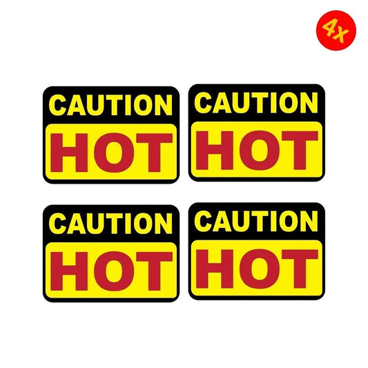 Pack of 4 70mmx50mm Caution Hot Warning Safety Decal Stickers Peaceful Pleasures Health and Wellness Default Title