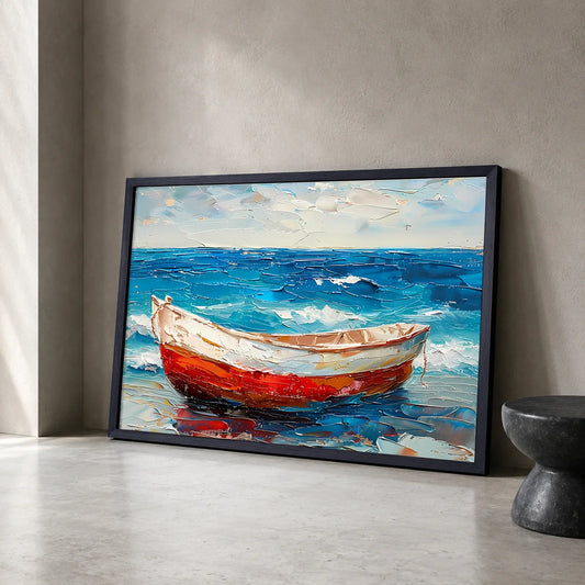 Coastal Impressionist Ocean Canvas Wall Art | Nordic Print Canvas Wall Art Peaceful Pleasures Health and Wellness