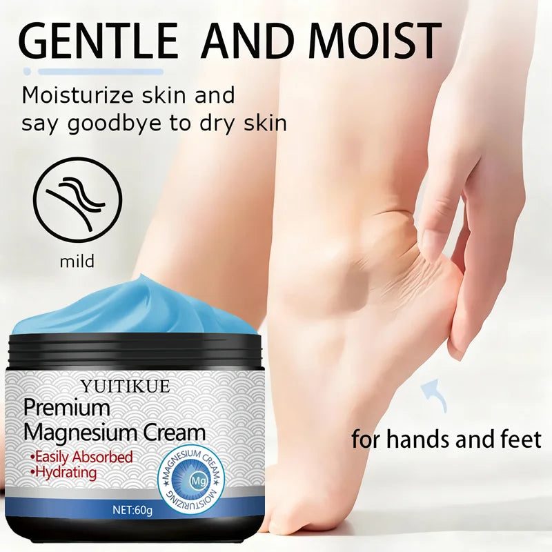 YUITIKUE 60g Premium Magnesium Cream Fast Absorbing Non-Greasy Moisturizing & Softening for Hand And Foot Care Peaceful Pleasures Health and Wellness