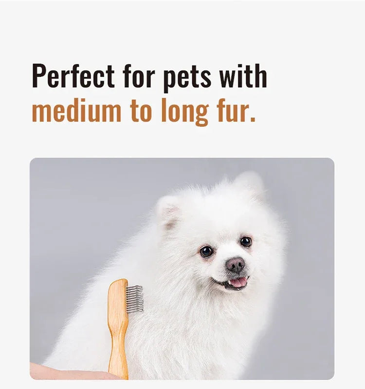 Truelove Bamboo Stainless Steel Pet Grooming Comb TLK25132 Peaceful Pleasures Health and Wellness