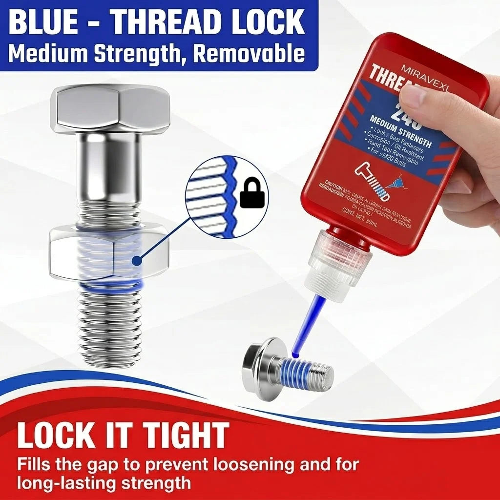 MIRAVEXL 243 Threadlocker Medium Strength Anaerobic Adhesive Antiloose Screw Glue Oil Resistant Fastener Sealant 10ml 50ml Peaceful Pleasures Health and Wellness