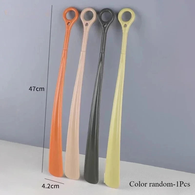 47cm Long Handled Shoehorn with Hanging Ring | Plastic Shoe Horn Long Handled Shoehorn Peaceful Pleasures Health and Wellness Color random-1Pcs