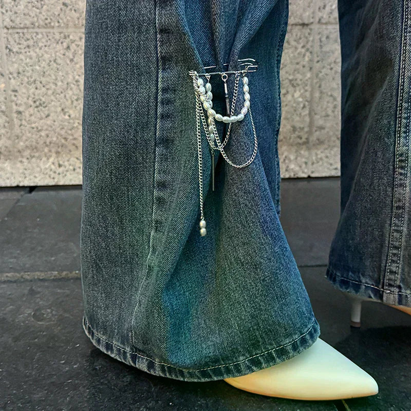 Retro Pearl Chain Tassel Pendant Pin & Foot Chain Jewelry Fashion Jewelry Pin Peaceful Pleasures Health and Wellness
