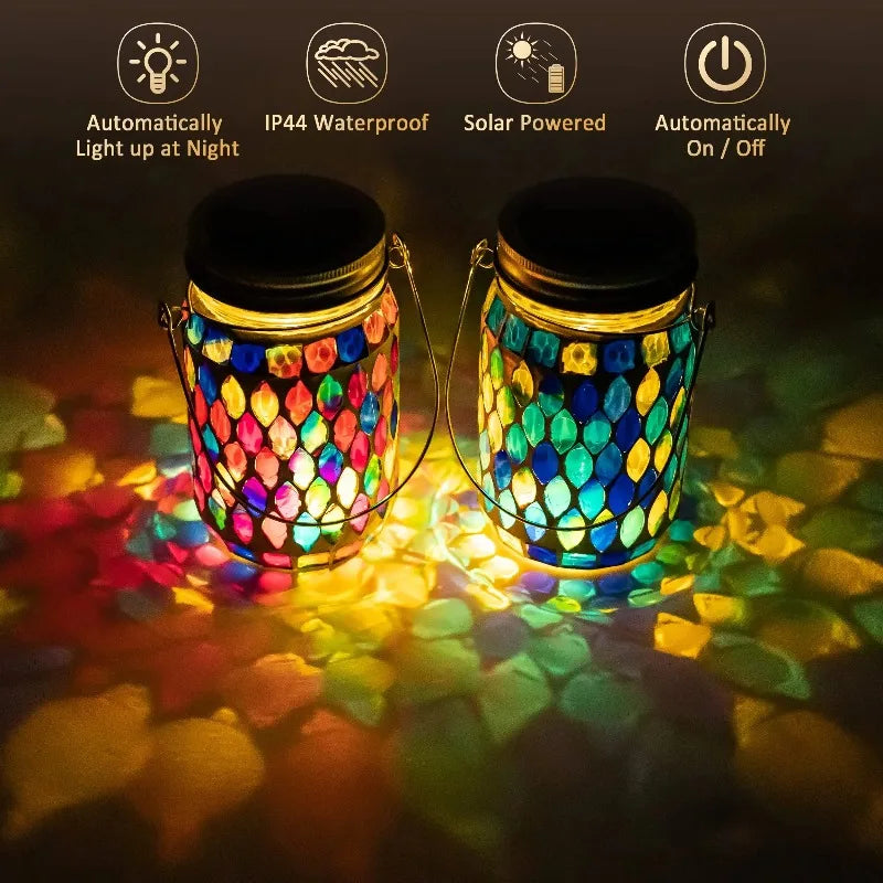 Solar Mosaic Hanging Lamp – Waterproof Glass Indoor & Outdoor