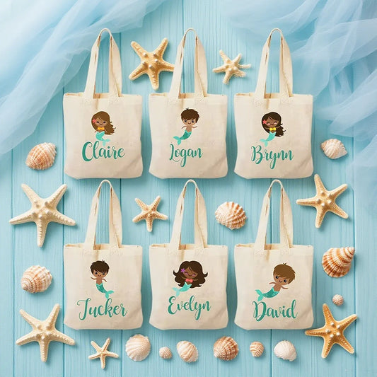 Custom Mermaid Canvas Tote Bags – Party Favors & Gift Bags Party Favor Bag Peaceful Pleasures Health and Wellness