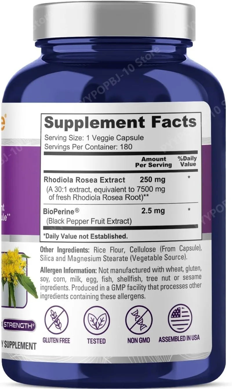Rhodiola Rosea 250mg Capsules – Energy & Mood | 180 Veg Caps