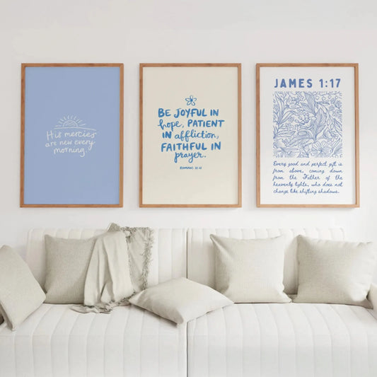 Christian Blue Bible Verse Jesus Canvas Wall Art Print | Decor Canvas Wall Art Peaceful Pleasures Health and Wellness G3456 21x30cm Black Frame