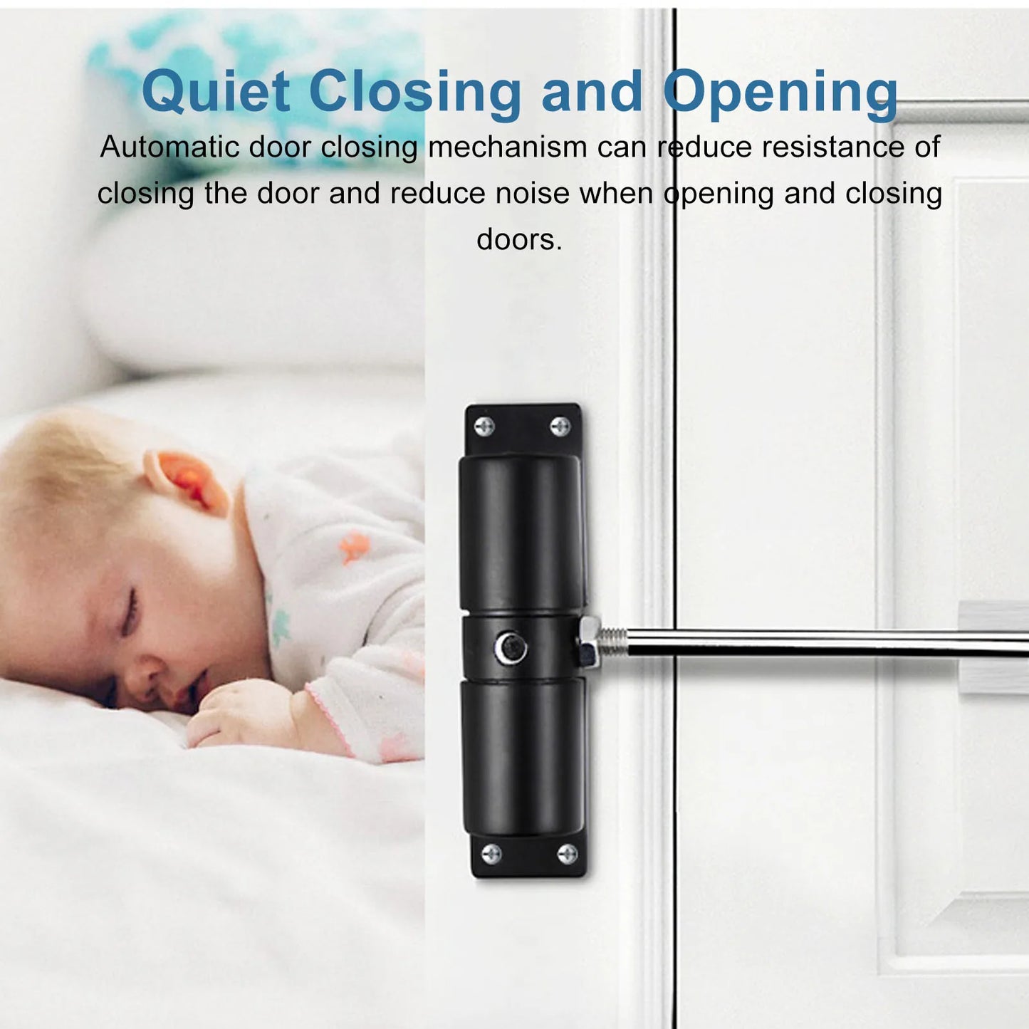 Automatic Door Closer Quiet Aluminum Alloy Self Closing Door Mechanism for Home Hotel Office Door Closer Spring Door Closer Peaceful Pleasures Health and Wellness