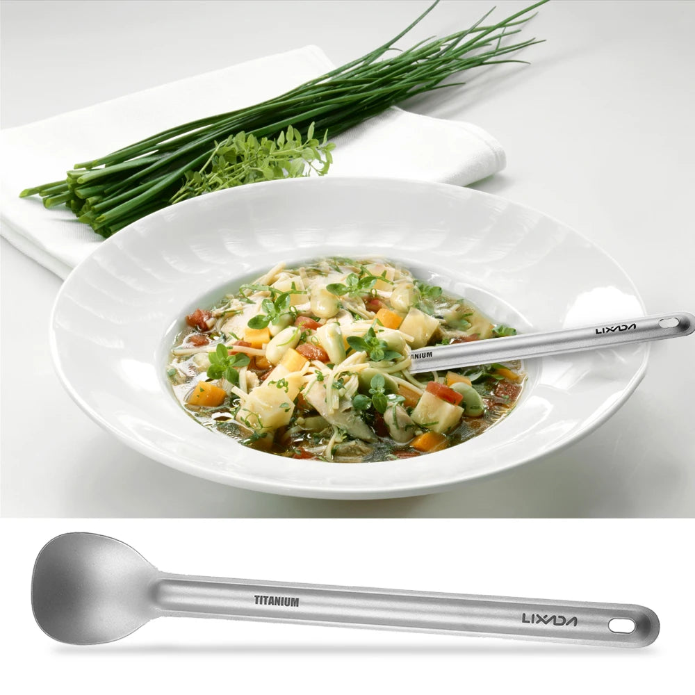 Lixada Portable Dinner Spoon Cutlery Camping Backpacking Picnic