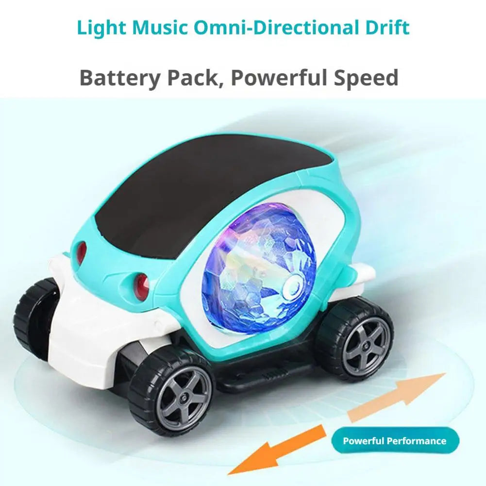 Rotating Electric Toy Car Disco Ball Light Music Bump Go Obstacle