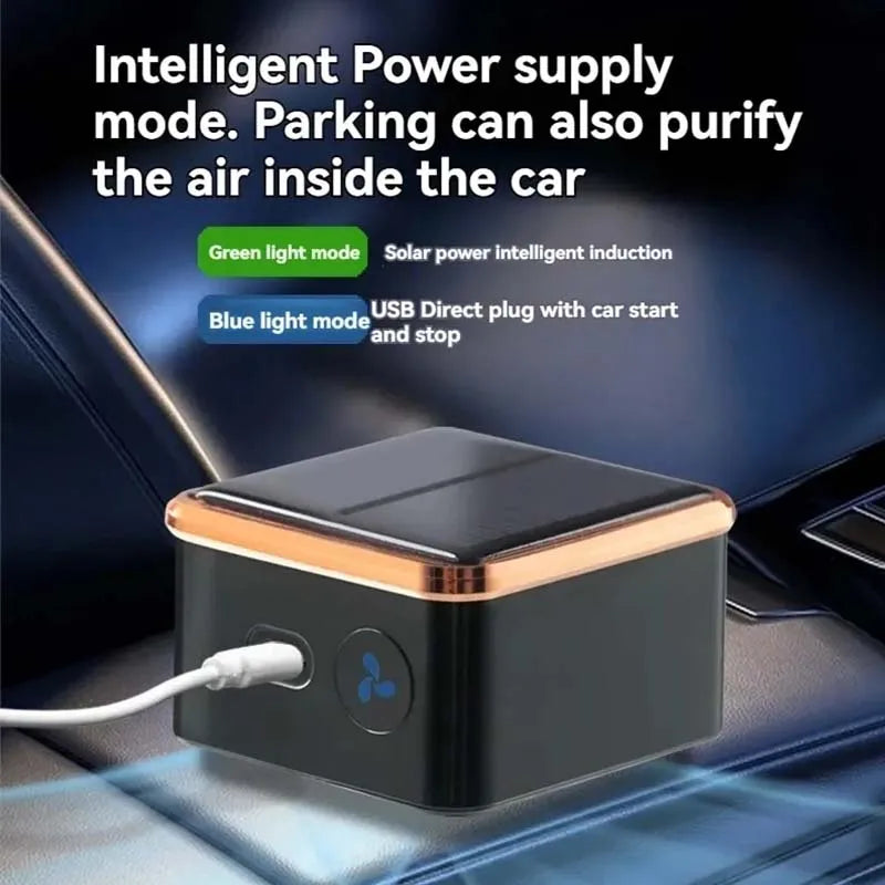 Solar Car Air Purifier Usb Oxygen Cleaner Ozone Generator Air Purifier HEPA Filter Smoke Remover Smart Gadgets Car Supplies Peaceful Pleasures Health and Wellness