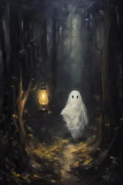 Halloween Ghost Forest Canvas Poster | Cute Wall Art Decor Canvas Wall Art Peaceful Pleasures Health and Wellness ZLH5136 40x50cm No Frame