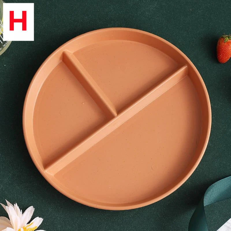 3-Compartment Wheat Straw Portion Control Plate – Eco-Friendly Divided Dinner Plate