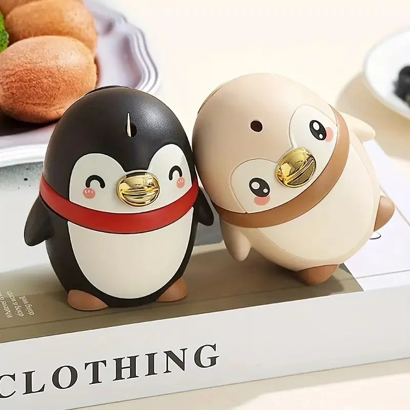 Penguin Toothpick Box Cartoon Cute Animal Automatic Press Type Toothpick Tube Storage Dustproof Toothpick Bottle Practical Tools Peaceful Pleasures Health and Wellness