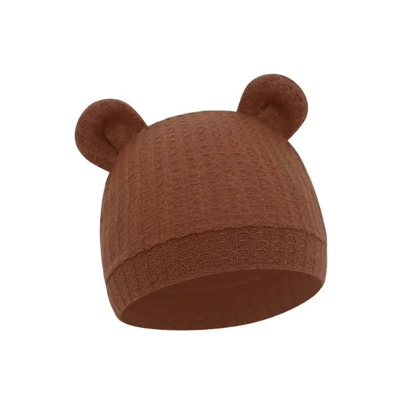 Bear Ear Newborn Baby Hat | Waffle Knit Stretchy Cap 0–24 Months