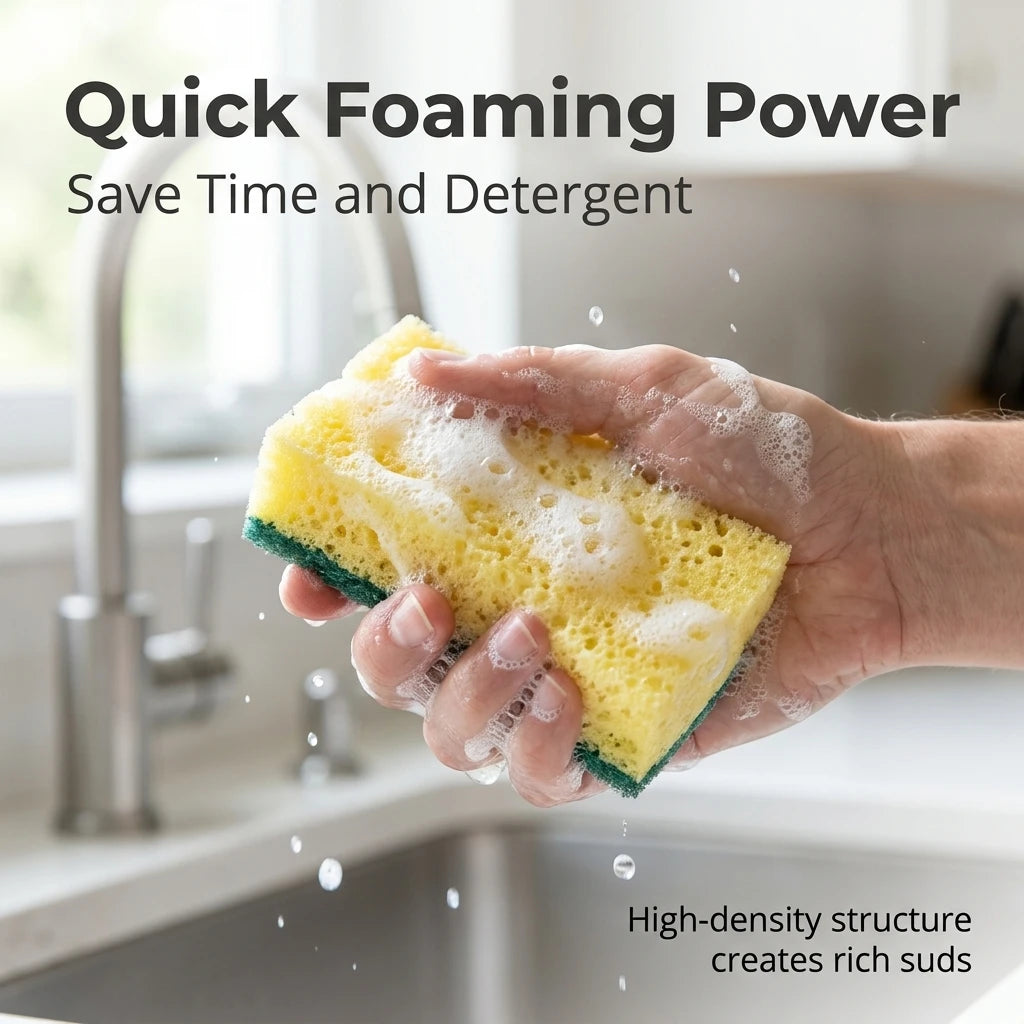 5/10pcs double-layer sponge, kitchen cleaning sponge, dishwashing sponge, multi-purpose cleaning sponge, size 10 x 7 x 3cm Peaceful Pleasures Health and Wellness