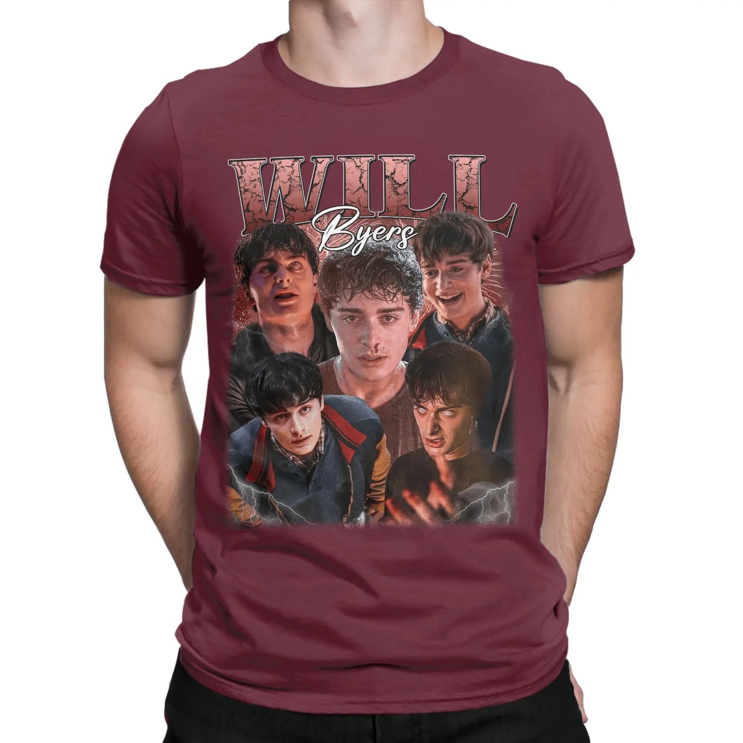Men's Will Byers T Shirts TV Show 100% Cotton Clothes Vintage Short Sleeve O Neck Tee Shirt Gift Idea T-Shirts Peaceful Pleasures Health and Wellness Burgundy 6XL