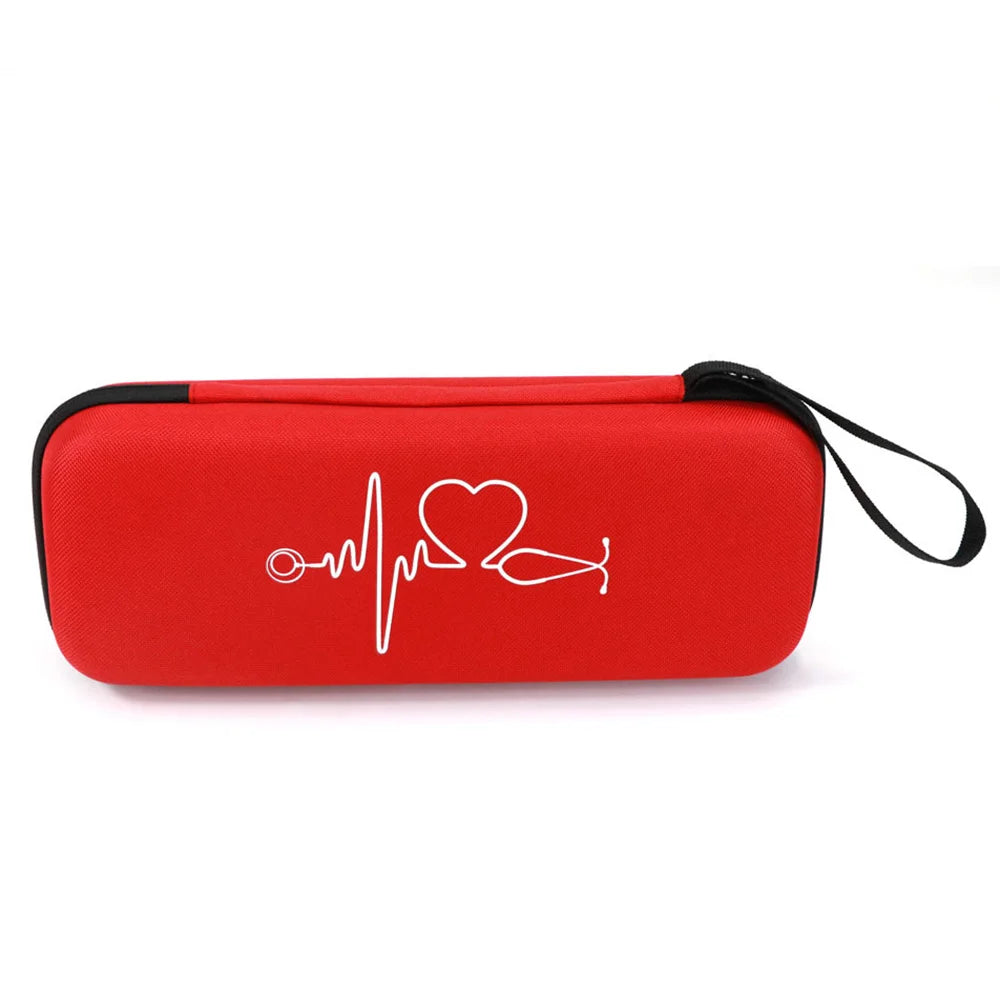EVA Travel Portable Medical Stethoscope Storage Box First Aid Kit Mesh Pockets Case for 3M Littmann Cardiology III Stethoscope Peaceful Pleasures Health and Wellness Red