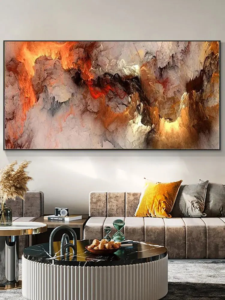 Grey Yellow Cloud Abstract Art Oil Painting Posters And Prints on Canvas Modern Art Independe Wall Picture For Living Room Decor Peaceful Pleasures Health and Wellness