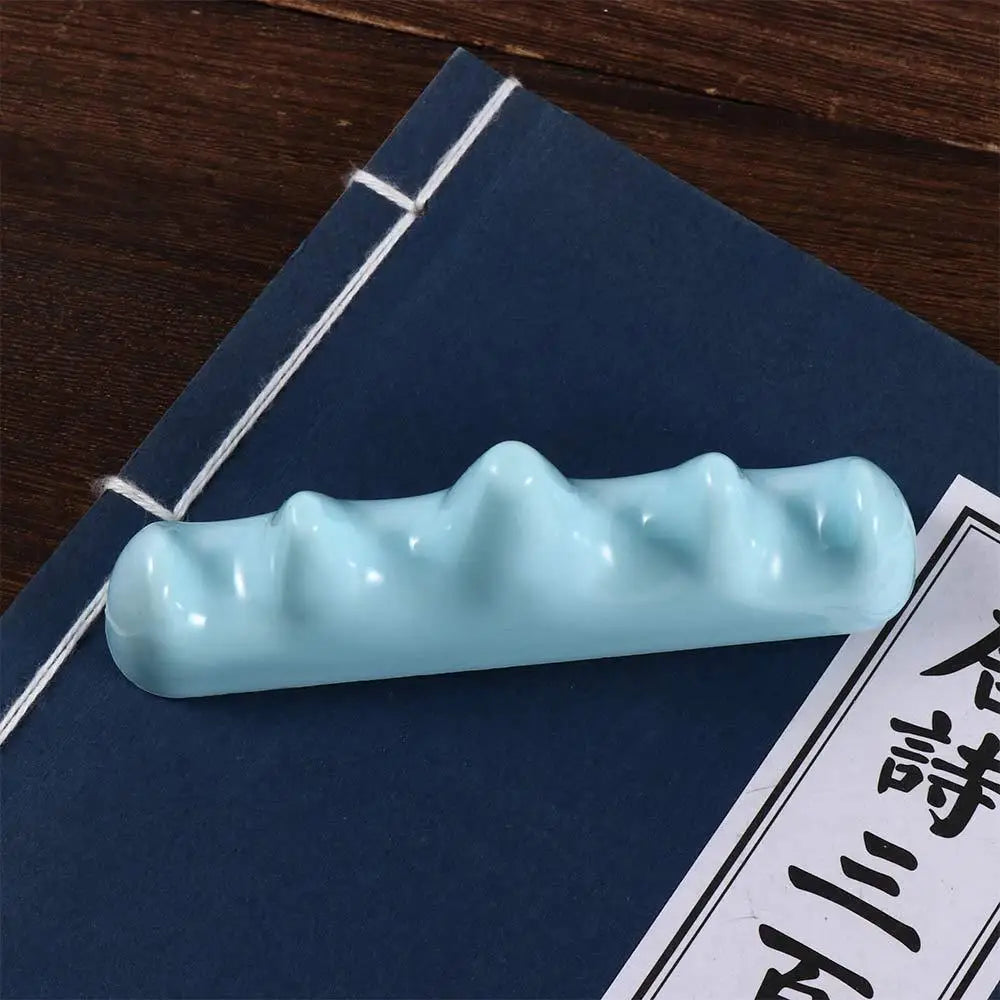 Imitation Jade for Calligraphy,Painting Pen Rest Stand Writing Brush Holder Ink Painting Accessories School Office Supplies Peaceful Pleasures Health and Wellness
