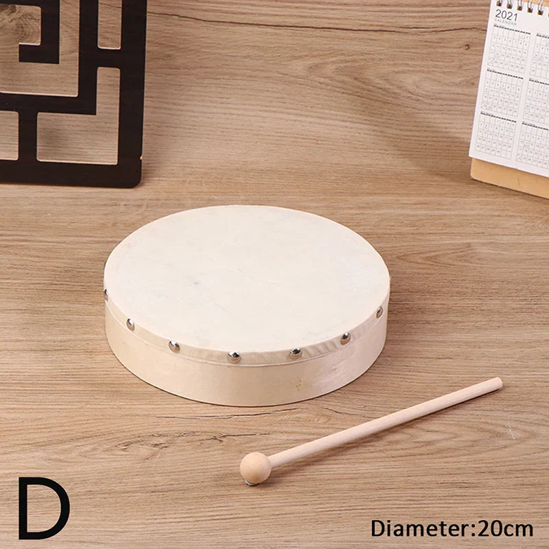 Wood Frame Hand Drum with Drumstick – Kids Percussion Toy