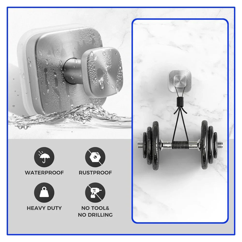 4-Pack Stainless Steel Suction Cup Hooks | No-Drill 6x6cm