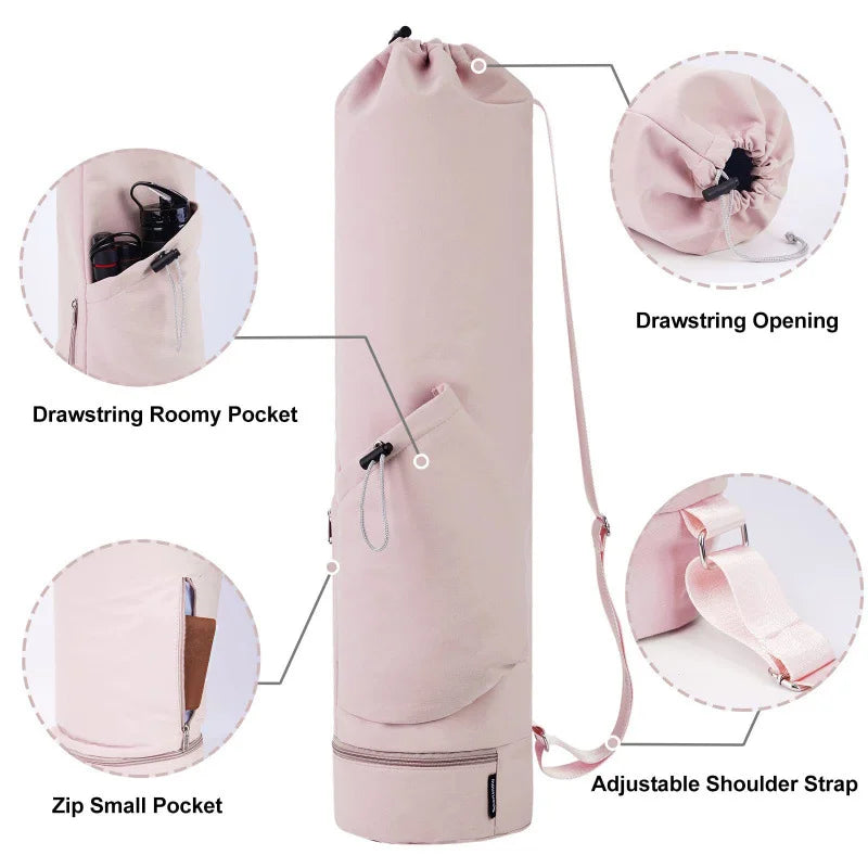Yoga Mat Bag with Water Bottle Pocket & Wet Storage – Multi-Functional Carrier for Gym, Pilates & Fitness Peaceful Pleasures Health and Wellness