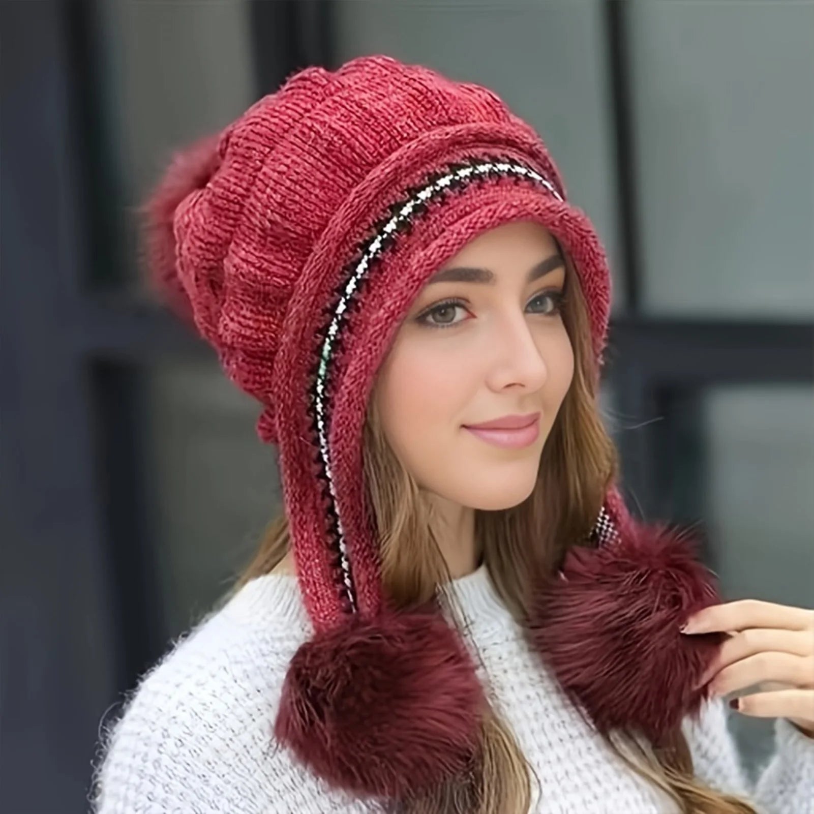 Women's Knitted Warm Hats Soft Stretch Thick Knitted Skull Cap Beanie Suitable for Cold Weather Peaceful Pleasures Health and Wellness