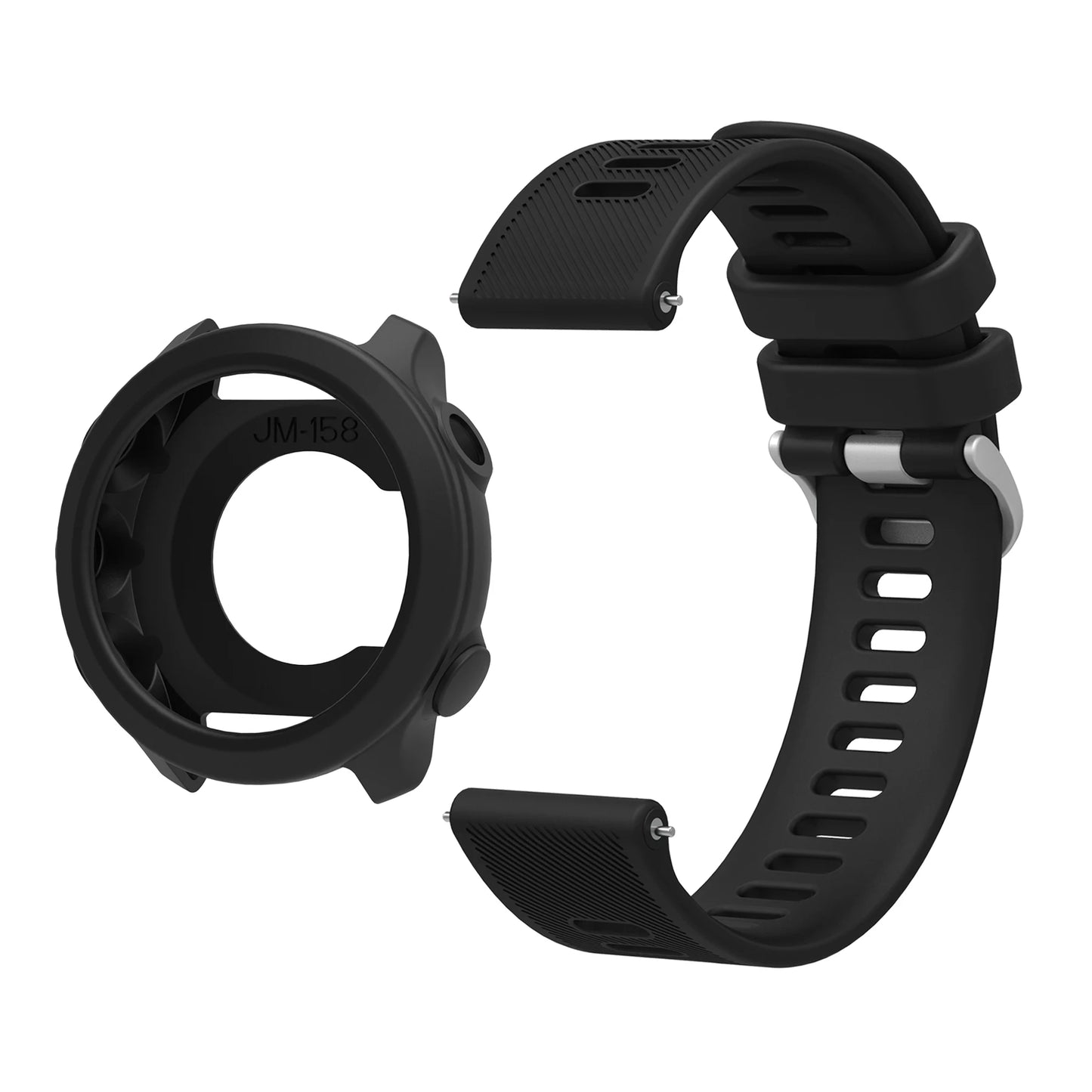 Silicone Strap For Garmin Forerunner 158 55 Replacement Watch Band + Protective Case Shell Peaceful Pleasures Health and Wellness Black Case Strap Forerunner 158 55