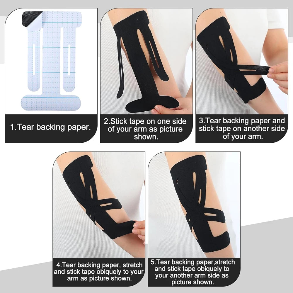 5PCS Kinesiology Tape for Elbow Pre Cut Waterproof Elbow Tape Athletic LatexTape Free Relief Muscle Support Pain for Sports Gym Peaceful Pleasures Health and Wellness