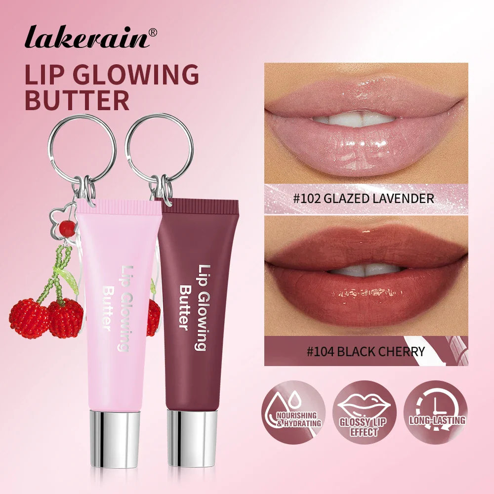 Lakerain Lip Glowing Butter Gloss + Cherry Keychain | 5 Colors
