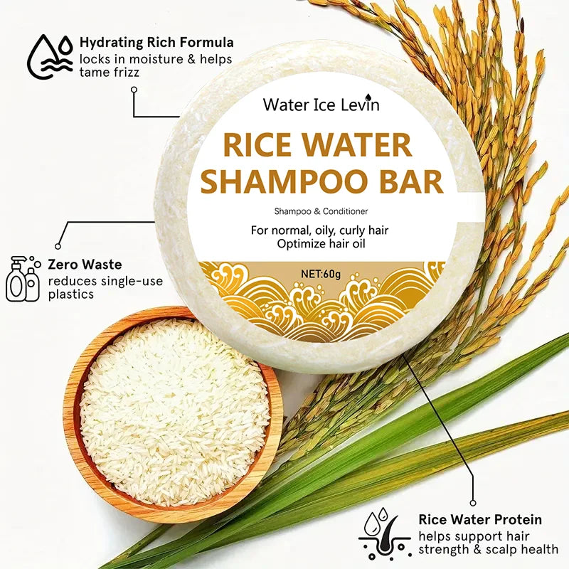 Organic Rice Water Shampoo Bar – Nourishing Hair Soap 60g