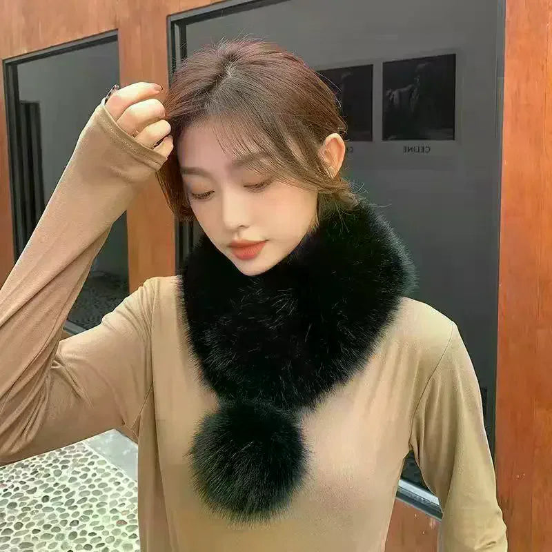 Women's Velvet Faux Fur Collar Scarf – Soft, Warm & Elegant