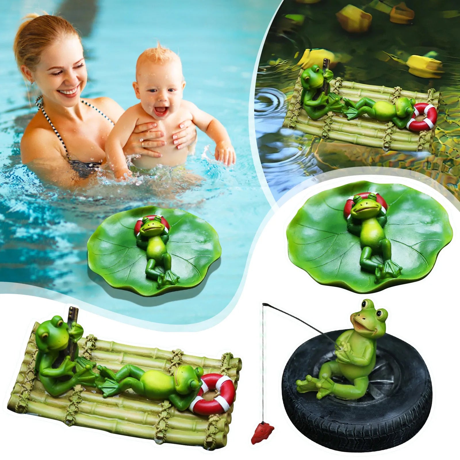 Resin Floating Frog Statue | Garden Pond & Home Decor Sculpture Garden Frog Sculpture Peaceful Pleasures Health and Wellness