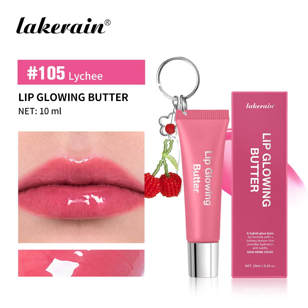 Lakerain Butter Lip Glowing With Keychain Long Lasting Deep Hydration Natural Color Smooth Lip Quickly Improve Lip Condition Peaceful Pleasures Health and Wellness Lychee